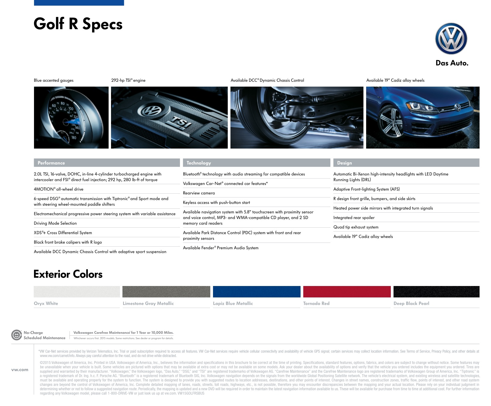 2015 VW Golf R Brochure Page 1